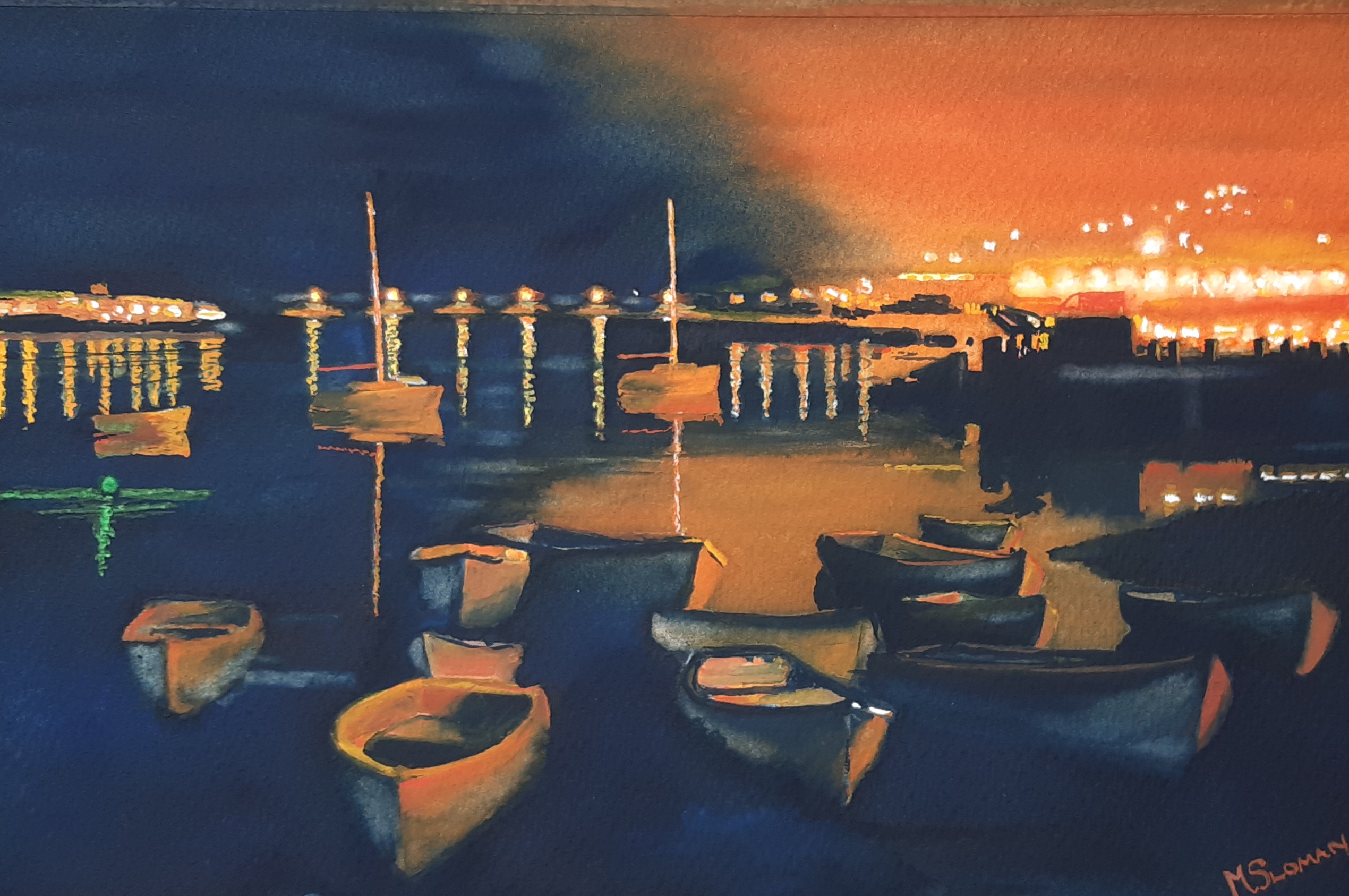 Teignmouth Harbour At Night